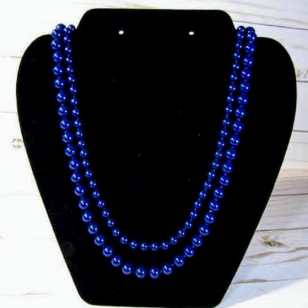 Vtg Monet Navy Blue Glass Bead Necklaces
